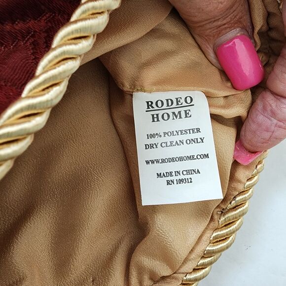 Rodeo Home Burgundy Gold Christmas Stocking Embroidered Baroque Extra Big